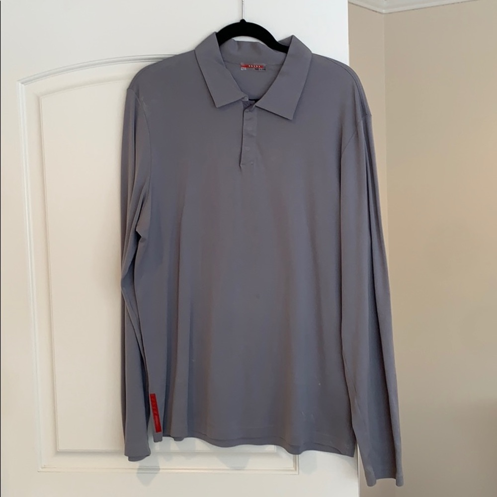 Men’s XXL long sleeve Prada button polo gray
